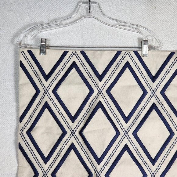 Geometric Diamond Pattern Blue and White Single Zip Throw Pillow Cover 19”x19” - Picture 3 of 16